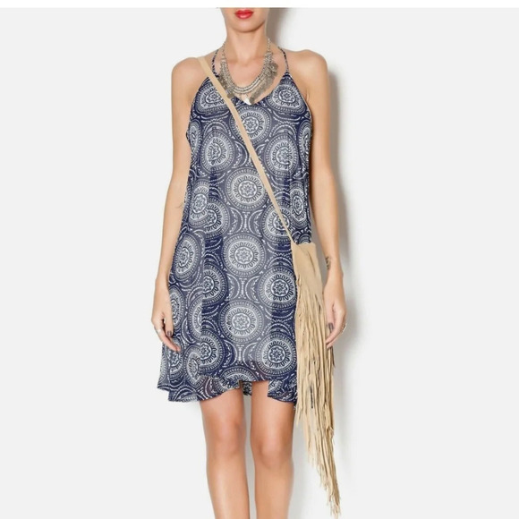 Paper Crane Blue Racerback Geometric Print Mini Dress Size Medium - Picture 1 of 6